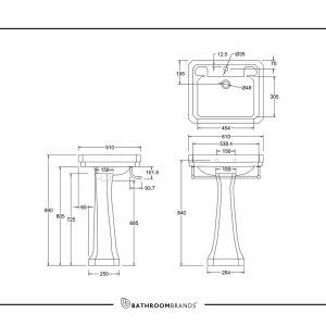 Burlington - Towel Rail 610mm in Chrome - T3 CHR - spec