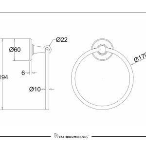 Burlington - Towel Ring in Chrome - A3 CHR - spec