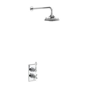 Burlington - Trent One Outlet Thermostatic Concealed Shower Valve with Fixed Shower Arm with 6 Airburst Head in Chrome - TF1S+V16