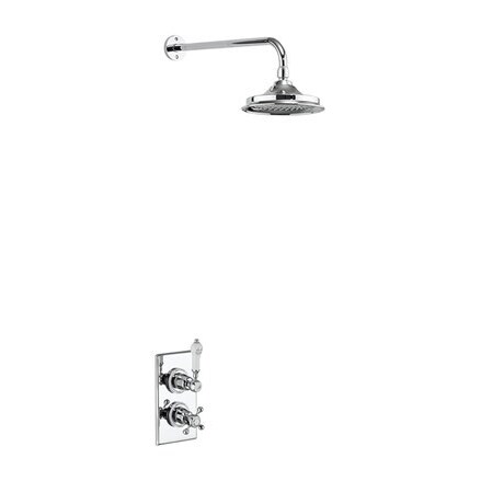 Burlington - Trent One Outlet Thermostatic Concealed Shower Valve with Fixed Shower Arm with 6 Airburst Head in Chrome - TF1S+V16