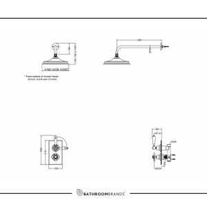 Burlington - Trent One Outlet Thermostatic Concealed Shower Valve with Fixed Shower Arm with 9 Airburst Head in Chrome - TF1S +V16