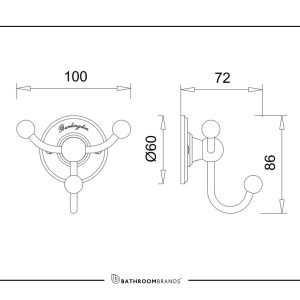 Burlington - Triple Robe Hook in Chrome - A47 CHR - spec