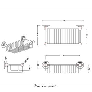 Burlington - Wire Basket 62mm Deep (155 x 330mm) - A23 CHR - spec