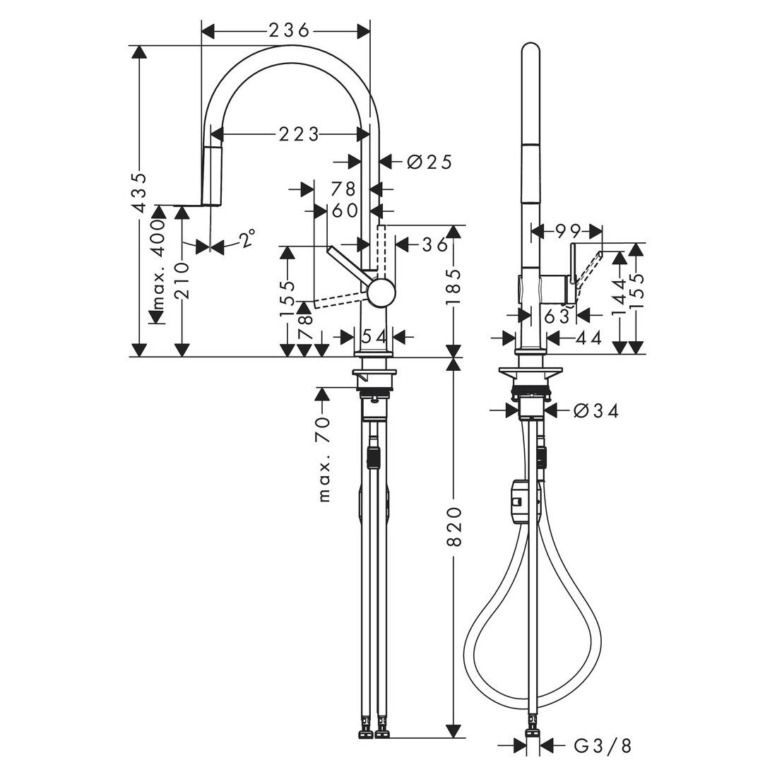 Hansgrohe - Talis M54 Single Lever Kitchen Mixer 210 with Swivel Spout ...
