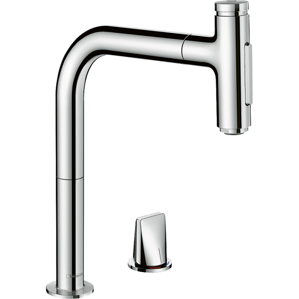 Hansgrohe - Metris Select M71 2-Hole Single Lever Kitchen Mixer 200 with Swivel Spout and Pull-Out Spray, 2 Spray Modes - 73818000