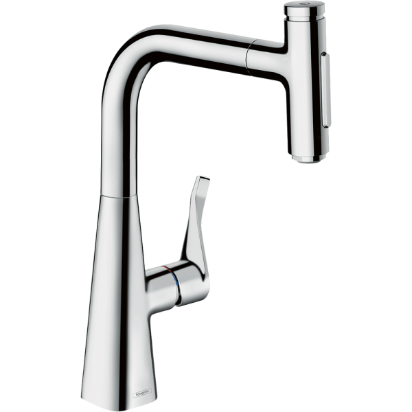 Hansgrohe - Metris Select M71 Single Lever Kitchen Mixer 240 with Swivel Spout, Pull-Out Spray and sBox, 2 Spray Modes - 73817000