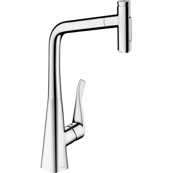Hansgrohe - Metris Select M71 Single Lever Kitchen Mixer 320 with Swivel Spout, Pull-Out Spray and sBox, 2 Spray Modes - 73816000