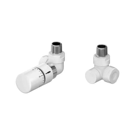 Zehnder - Double Angled Thermostatic Radiator Valve Set Right Handed 839839