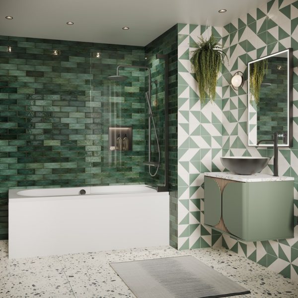 Crosswater - Asura 8mm Hinged Bath Screen in Slate