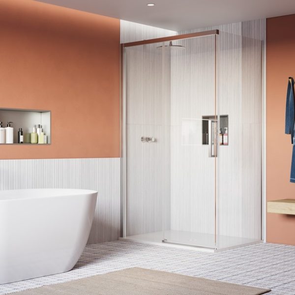 Crosswater - Asura 8mm Sliding Door with Side Panel in Polished Stainless