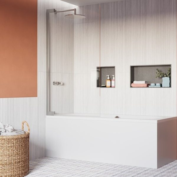 Crosswater – Asura 8mm Hinged Bath Screen polished stainless