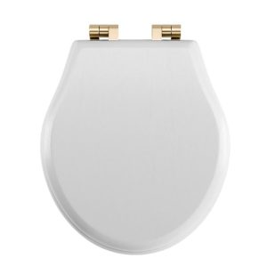 Imperial - Regent Smooth White Painted Soft Close Seat with Antique Gold Hinges