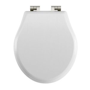 Imperial - Regent Smooth White Painted Soft Close Seat with Polished Nickel Hinges
