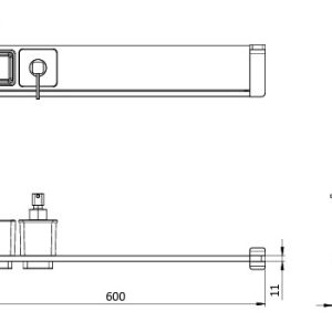 Crosswater - Rotar Shelf 600mm with Soap Dispenser & Tumbler Holder - spec
