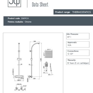 JTP - ATHENA Exposed Showerpipe Kit in Chrome -spec