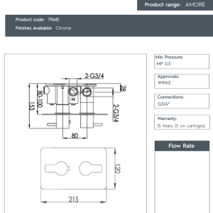 JTP-Amore 3 Outlet Thermostat - 79681-spec