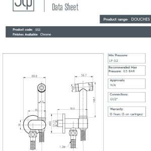 JTP - Douche Valve with Shut Off and Kit in Chrome - spec