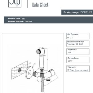 JTP - Douche Valve with Temperature Control and Kit in Chrome - spec