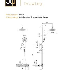 JTP - Eco Exposed Showerpipe Kit in Chrome - spec