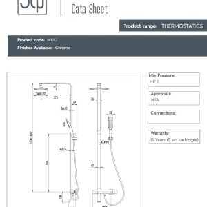 JTP - Exposed Showerpipe Kit with Bath Spout in Chrome - spec
