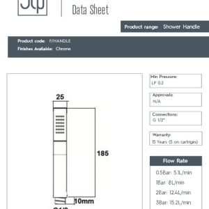 JTP - FLORENCE Slim Single Function Hand Shower in Chrome - spec