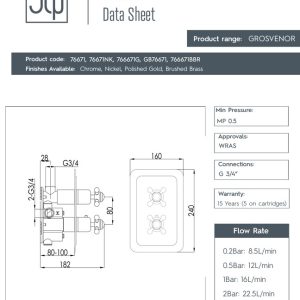JTP - GROSVENOR CROSS 2 Outlet Concealed Thermostatic Shower Valve - spec-