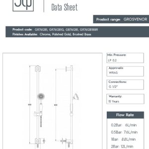 JTP - GROSVENOR CROSS Slide Rail Kit and Bath Spout with Single Function Handset & Hose - spec