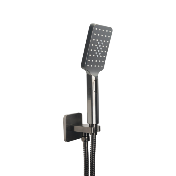 JTP - HIX Square Water Outlet with Holder, Hose and Hand Shower in Brushed Black- 37SQUARE