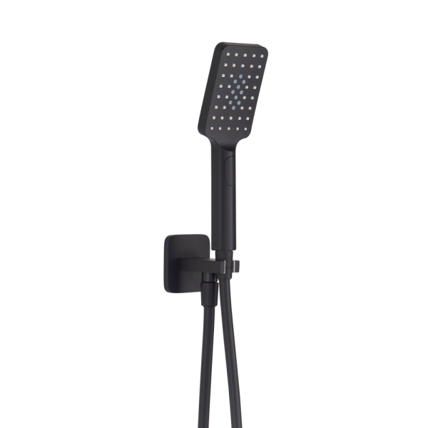 JTP - HIX Square Water Outlet with Holder, Hose and Hand Shower in Matt Black- 38SQUARE