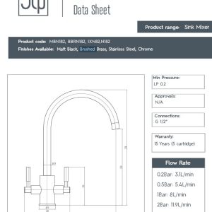 JTP - NEWBURY Kitchen Mixer with Swivel Spout - spec