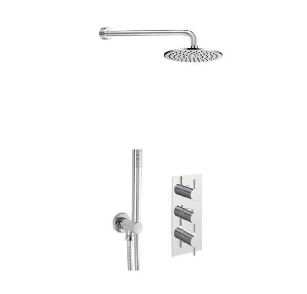 JTP - Round Thermostat with Overhead Shower and Fixed Shower Handle - COM040