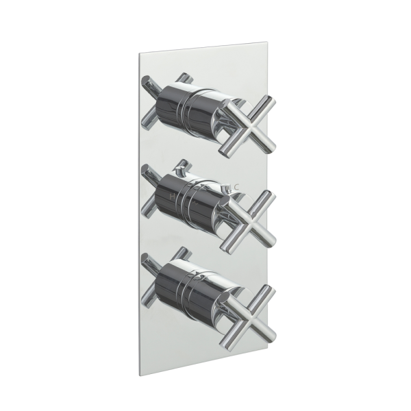 JTP - SOLEX 2 Outlet Three Handle Concealed Thermostatic Shower Valve in Chrome - 16690A