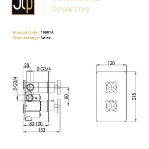 JTP - SOLEX 3 Outlet Two Handle Concealed Thermostatic Shower Valve in Chrome - 16681A - spec