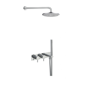 JTP - Shower Pack Round Thermostat with Attached Handshower and Overhead in Chrome