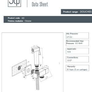 JTP - Square Douche Valve with Kit in Chrome - spec
