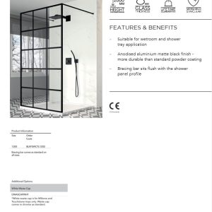 Merlyn - Black Double Entry Squared Showerwall - spec