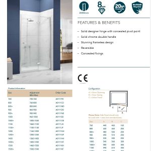 Merlyn - Ionic Essence Frameless Hinge & Inline Door In Recess - spec