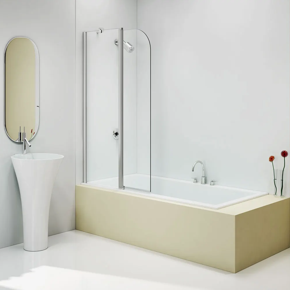 Merlyn - Two Panel Folding Curved Bath Screen - RSF Bathrooms