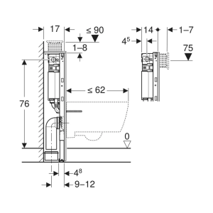 Geberit - Duofix Alpha WC Frame with Cistern, 82cm - 458.033.00.2 - spec(1)