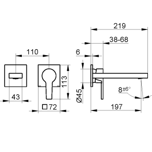 Keuco - Edition 11 Wall Mounted Basin Mixer - spec
