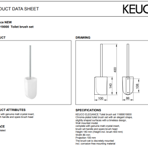 Keuco - Elegance Toilet Brush Set with Glass Insert - 11669019000-spec