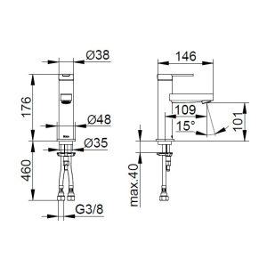 Keuco - IXMO Flat Single Lever Basin Mixer 100 without Pop-Up Waste with Round Rosette - spec