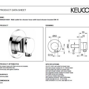 Keuco - IXMO Hose Connector DN 15 with Shower Holder with Round Rosette Chrome - spec