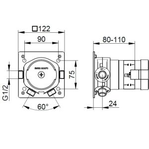 Keuco - IXMO Installation Unit Concealed for Thermostatic Mixer DN15 - spec