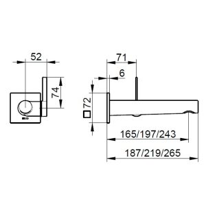 Keuco - IXMO Pure Wall Mounted Basin Mixer with Squared Disc - spec