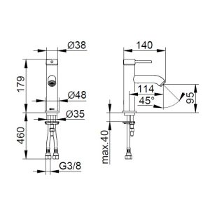 Keuco - IXMO Soft Basin Mixer 100 without Pop-Up Waste - spec