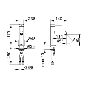 Keuco - IXMO Soft Single Lever Basin Mixer 100 without Pop-Up Waste - spec