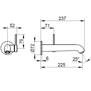 Keuco - IXMO Soft Wall Mounted Basin Mixer - spec
