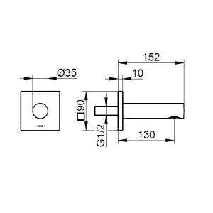 Keuco - IXMO Square Bath Filler 152mm - spec