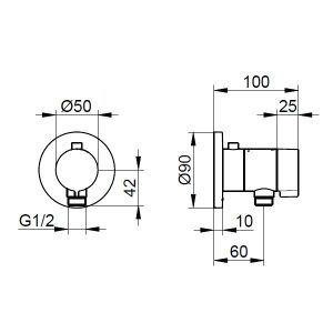 Keuco - IXMO Thermostatic Mixer with Hose Connection Round Matt Black - spec